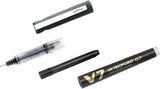 Pilot V7 Liquid Ink Rollerball pen with 0.7 mm tip in black ink, shown with the pen's sleek design and writing tip visible.