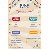 2023 Male Age 65 Milestone Birthday Card - 65th Birthday Balloons and Present - Born in 1958 Year You Were Born - Embossed with Gold Foil