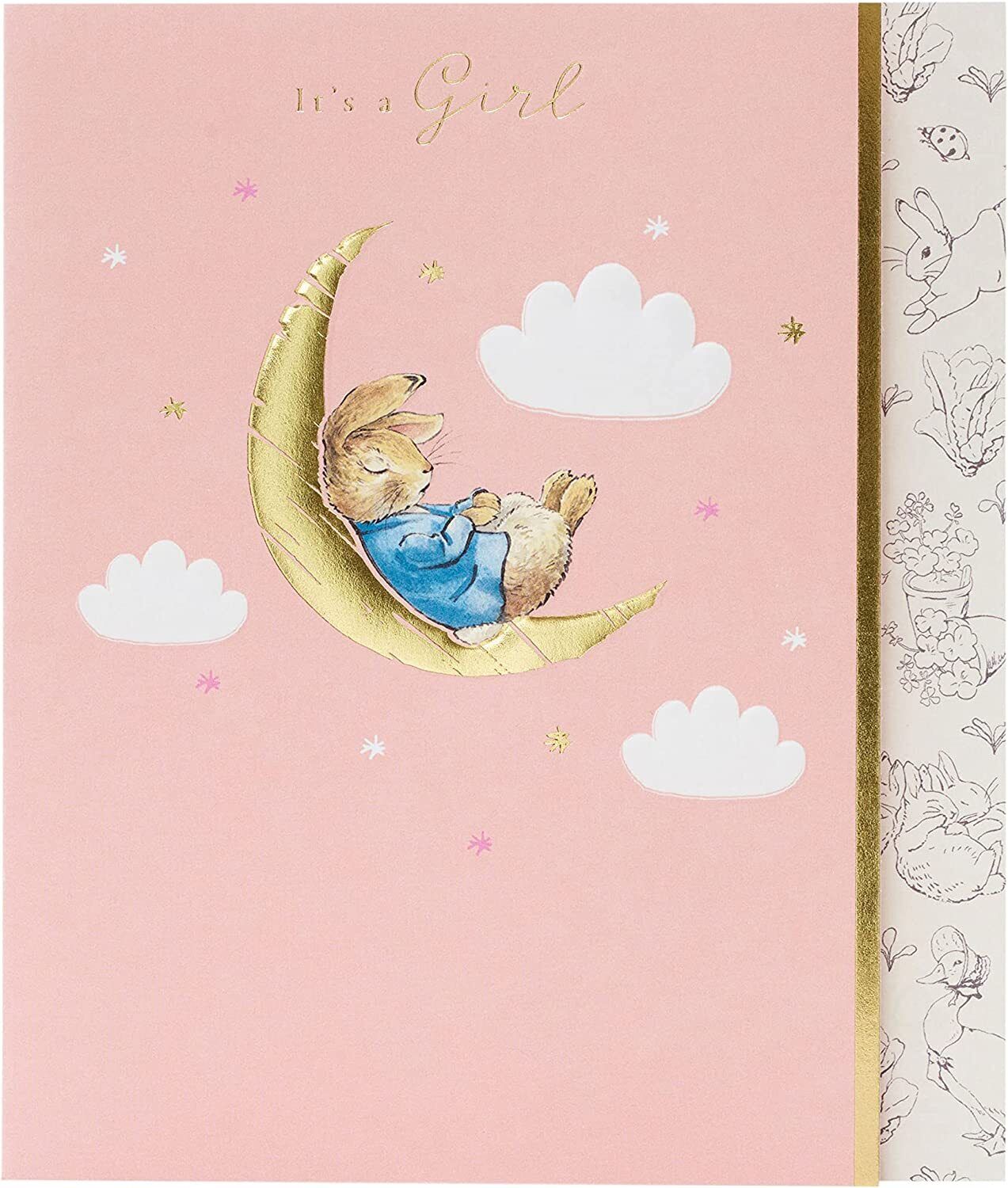 Peter Rabbit Cute New Baby Girl Congratulations Card