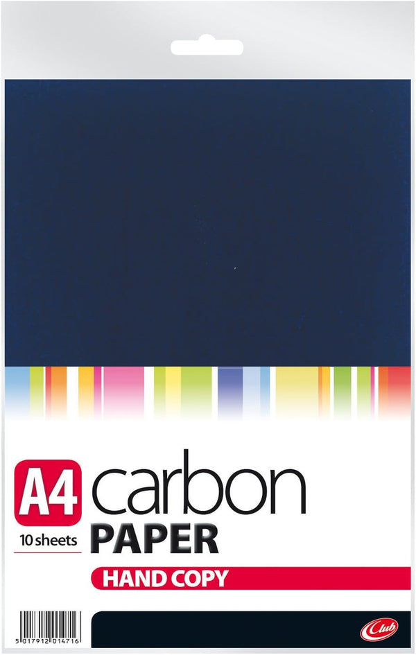 Blue A4 carbon paper sheets from Premier, ideal for creating greeting cards, shown stacked with visible texture and branding.