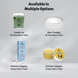 Set of 10 Price's Candle anti-tobacco tealights with white wax and small metal holders, ideal for subtle ambient lighting.