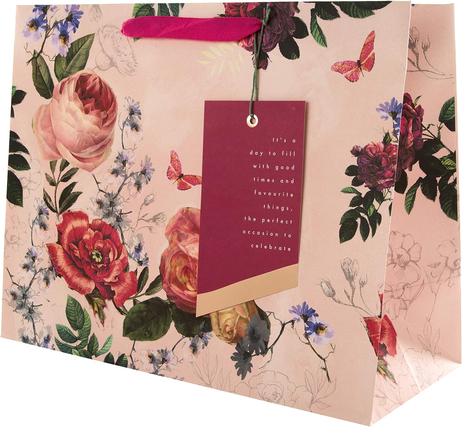 Elegant Floral Design Large Gift Bag - Perfect for All Occasions