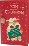 Two Boofles Holding a Large Card Design for Son & Girlfriend Christmas Card