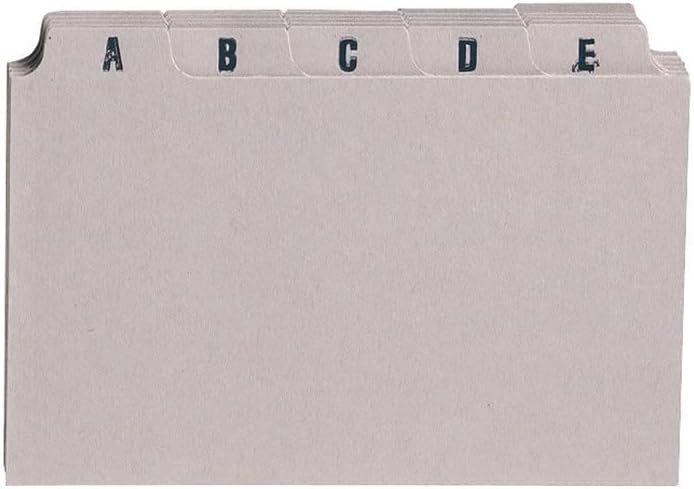 Pack of 25 Q-Connect 6x4 inch buff guide cards with A-Z index, ideal for organizing notes and references in stationery use.
