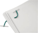 Set of 100 Q-Connect plastic ended treasury tags, 76mm length, arranged in a neat pack for organizing documents.