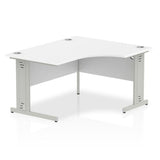 Dynamic Impulse 1400mm Right Crescent Desk White Top Silver Cable Managed Leg