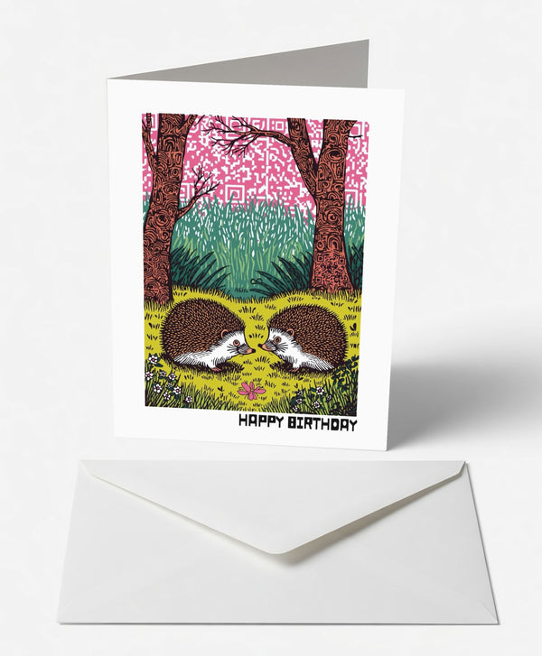 Forest Hedgehogs Birthday Card