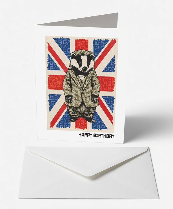 Dapper British Badger Birthday Card