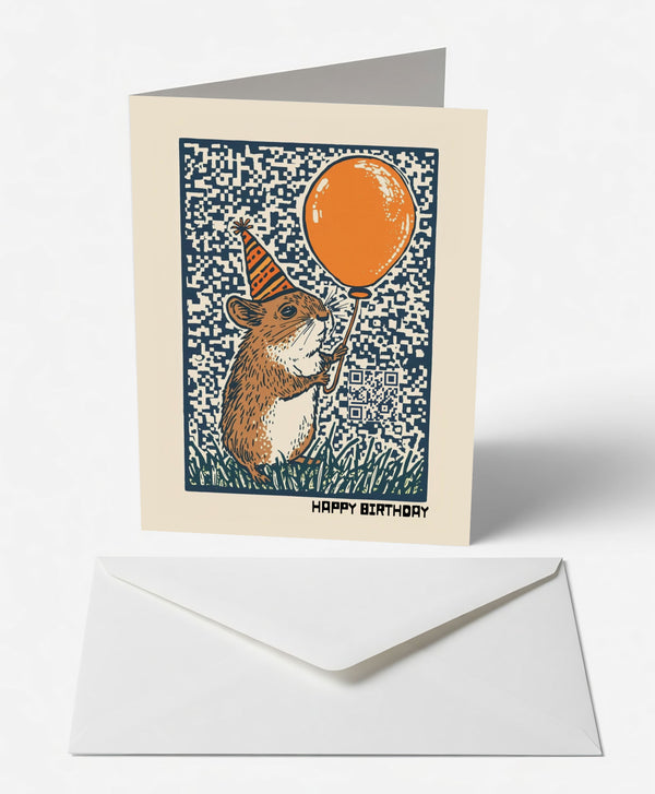 Field Mouse & Balloon Birthday Card
