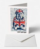 Scanimate | Birthday Card | Union Jack Bulldog Design | Interactive QR Song | With Envelope | Happy Birthday Greeting Card | Him/Boys/Men