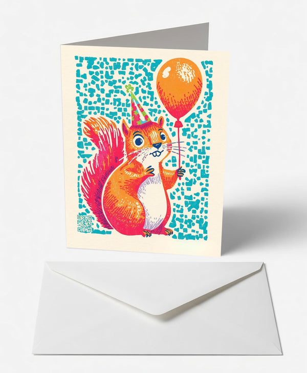 Nutty Squirrel & Balloon Birthday Card