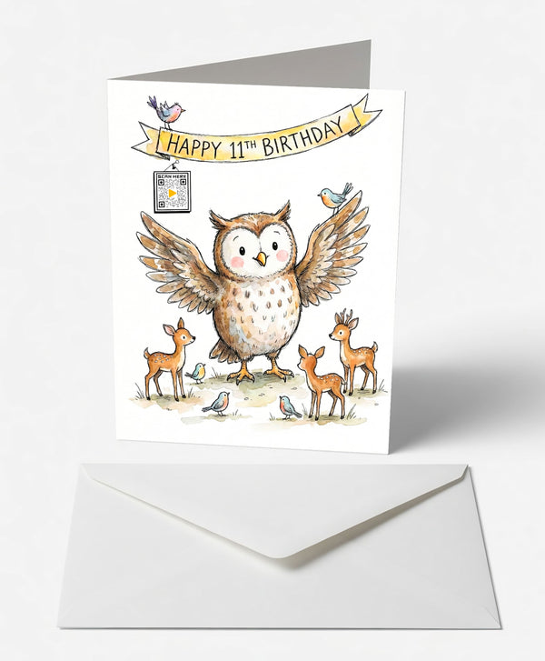 Wise Owl 11th Birthday Card