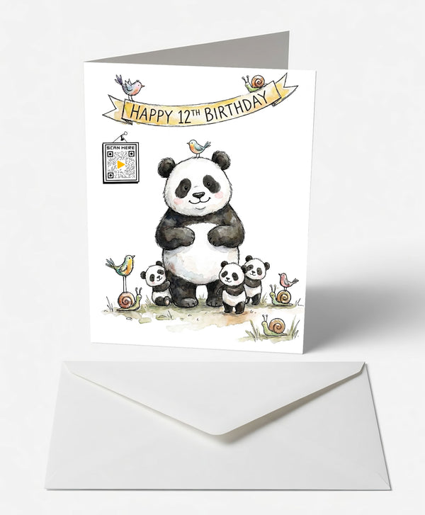 Playful Panda 12th Birthday Card