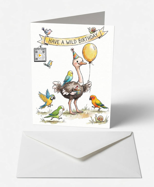Wild Ostrich & Friends Birthday Card