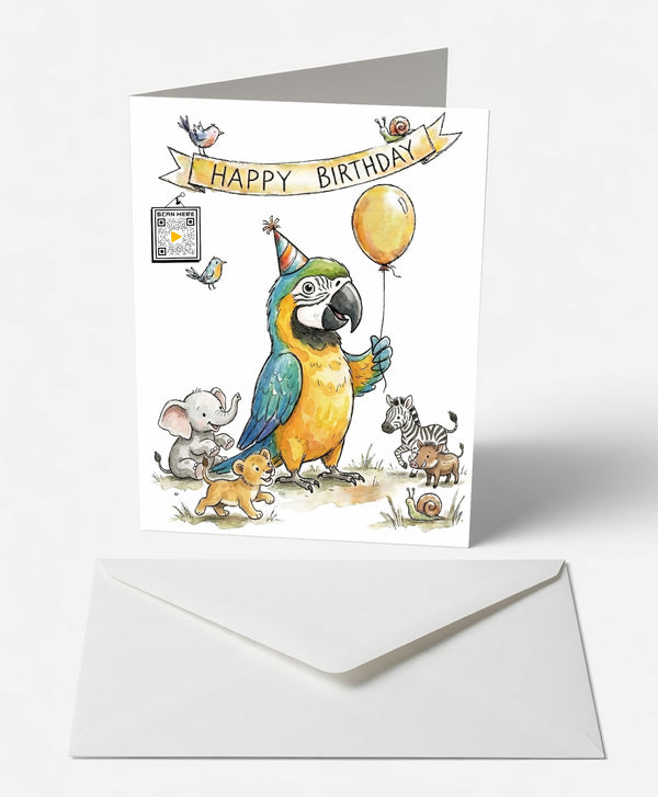Party Parrot & Safari Crew Birthday Card