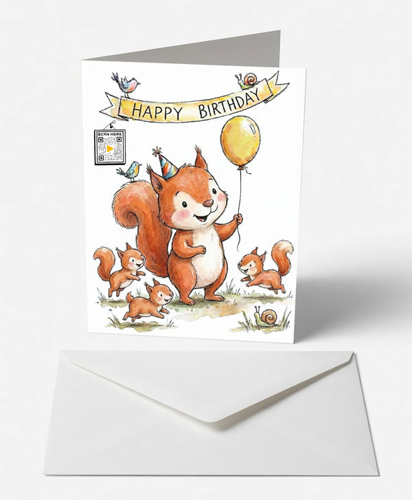 Scampering Squirrel Birthday Card