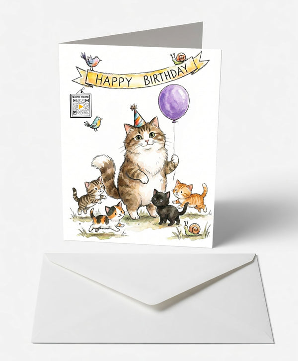 Festive Feline Birthday Card