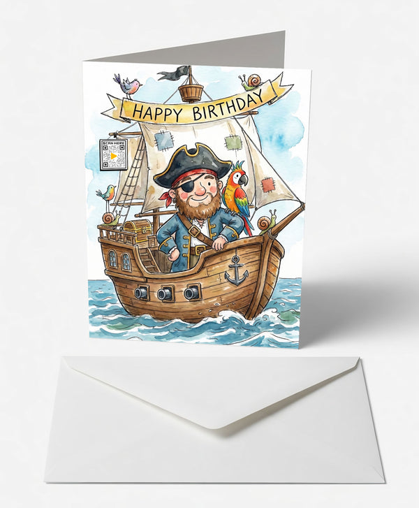 Jolly Pirate Ship Birthday Card