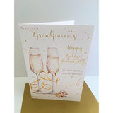 Golden Ties - Wonderful Grandparents 50th Wedding Card Happy Golden Anniversary - Embossed and Foil Finish