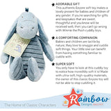 Soft plush Eeyore toy from Rainbow Designs, featuring a cuddly donkey design, perfect for newborns and young children.