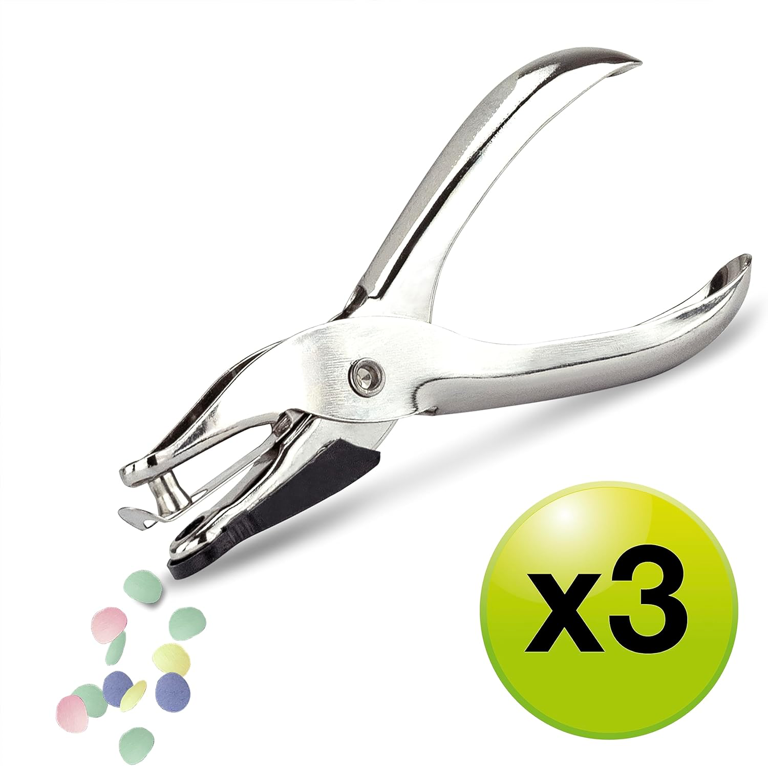 Rapesco 25 single hole puncher for 10 sheets of paper, compact office tool with metal construction and ergonomic handle.