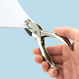 Rapesco 25 single hole puncher, metal office tool for punching up to 10 sheets of paper, with ergonomic handle and durable design.