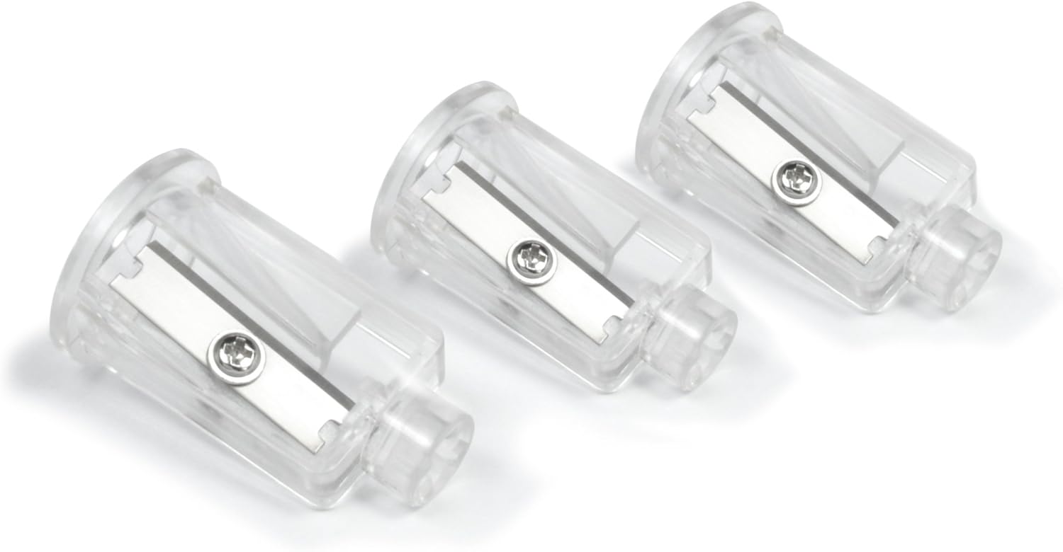 Pack of three Rapesco 1485 PS12-USB replacement sharpening units with visible sharpening mechanisms and packaging details.