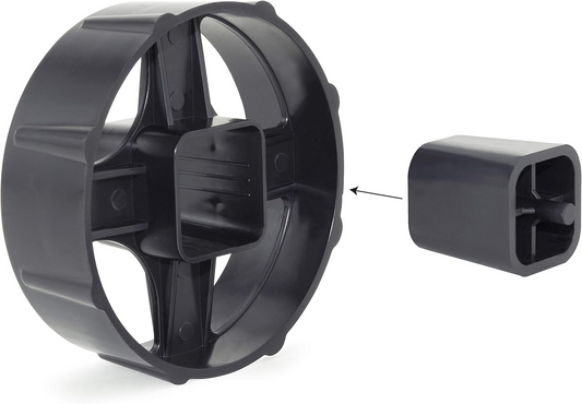 Black Rapesco heavy duty tape dispenser with two tape rolls, designed for strong, secure packaging and easy use.