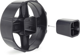 Black Rapesco heavy duty tape dispenser with two tape rolls, designed for strong, secure packaging and easy use.