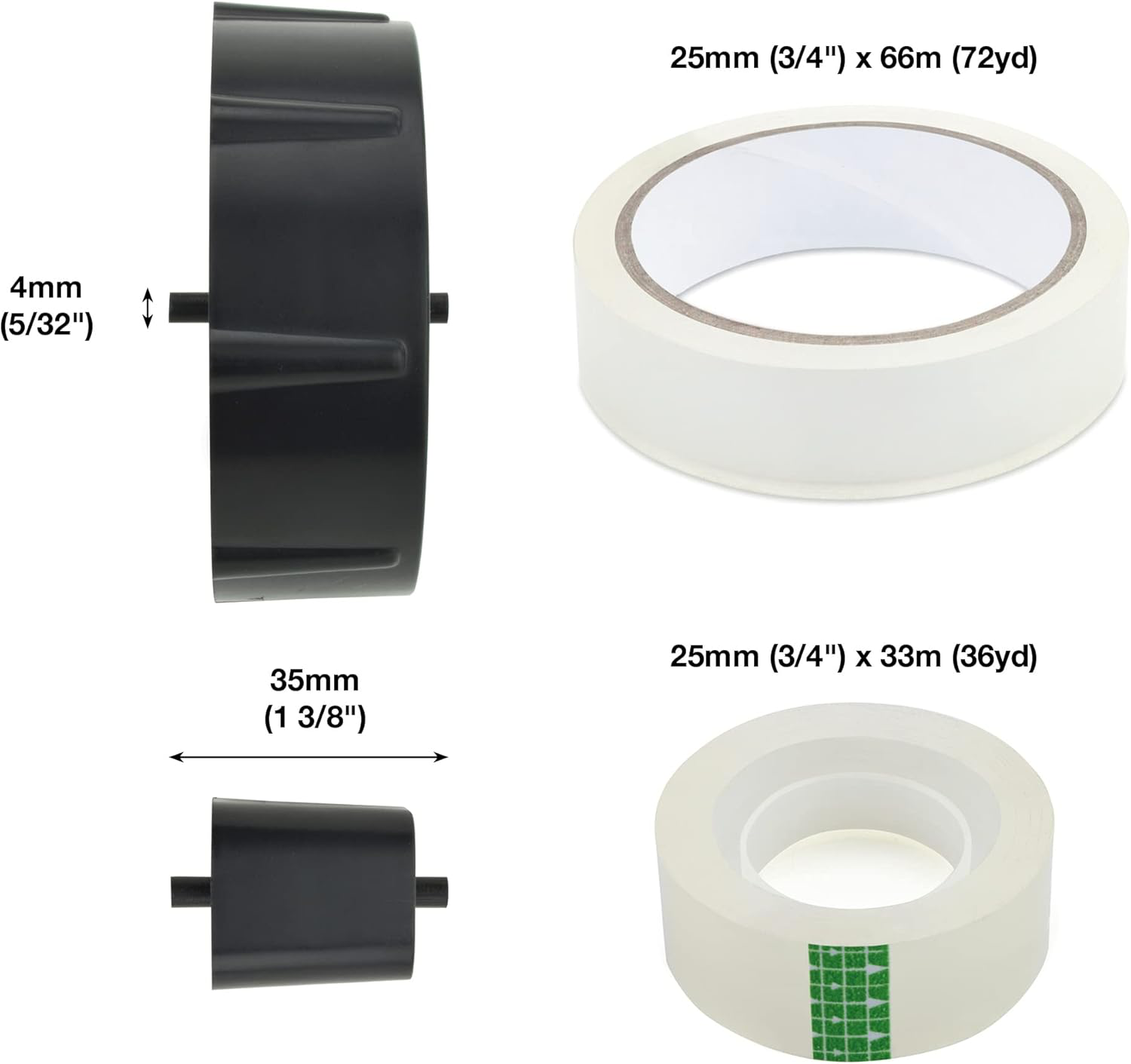 Black Rapesco Heavy Duty Tape Dispenser with two rolls of tape for secure and efficient packaging.