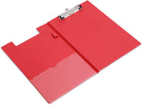 Red Rapesco A4+ foldover clipboard with metal clip and sturdy design for organized document handling.