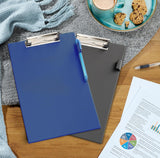 Blue Rapesco VSTCB0L3 A4+ standard clipboard with metal clip and smooth surface for holding documents securely.