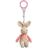 Pink Beatrix Potter Flopsy Jiggle Attachable Peter Rabbit pram toy by Rainbow Designs, featuring soft fabric and playful design.