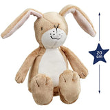 Rainbow Designs Little Nutbrown Hare infant sensory toy, soft plush rattle for newborns, gentle and colorful baby rattle toy.