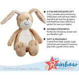 Rainbow Designs Little Nutbrown Hare infant sensory rattle toy, soft plush baby rattle for newborns and early sensory development.
