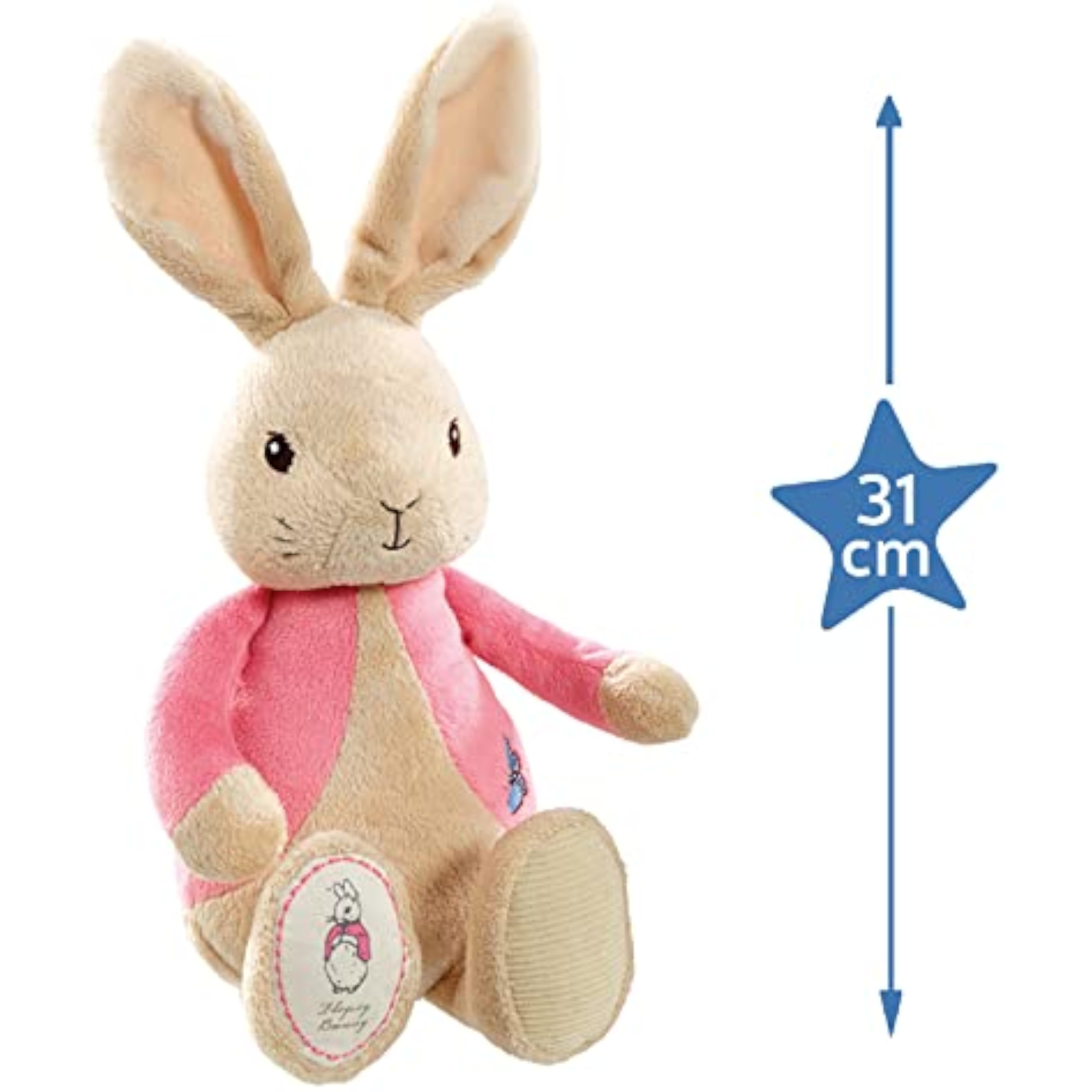 Rainbow Designs Peter Rabbit My First Flopsy Bunny plush toy, soft bunny stuffed animal for children, branded RD.