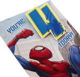 Marvel Spiderman Age 4 Birthday Card With Badge