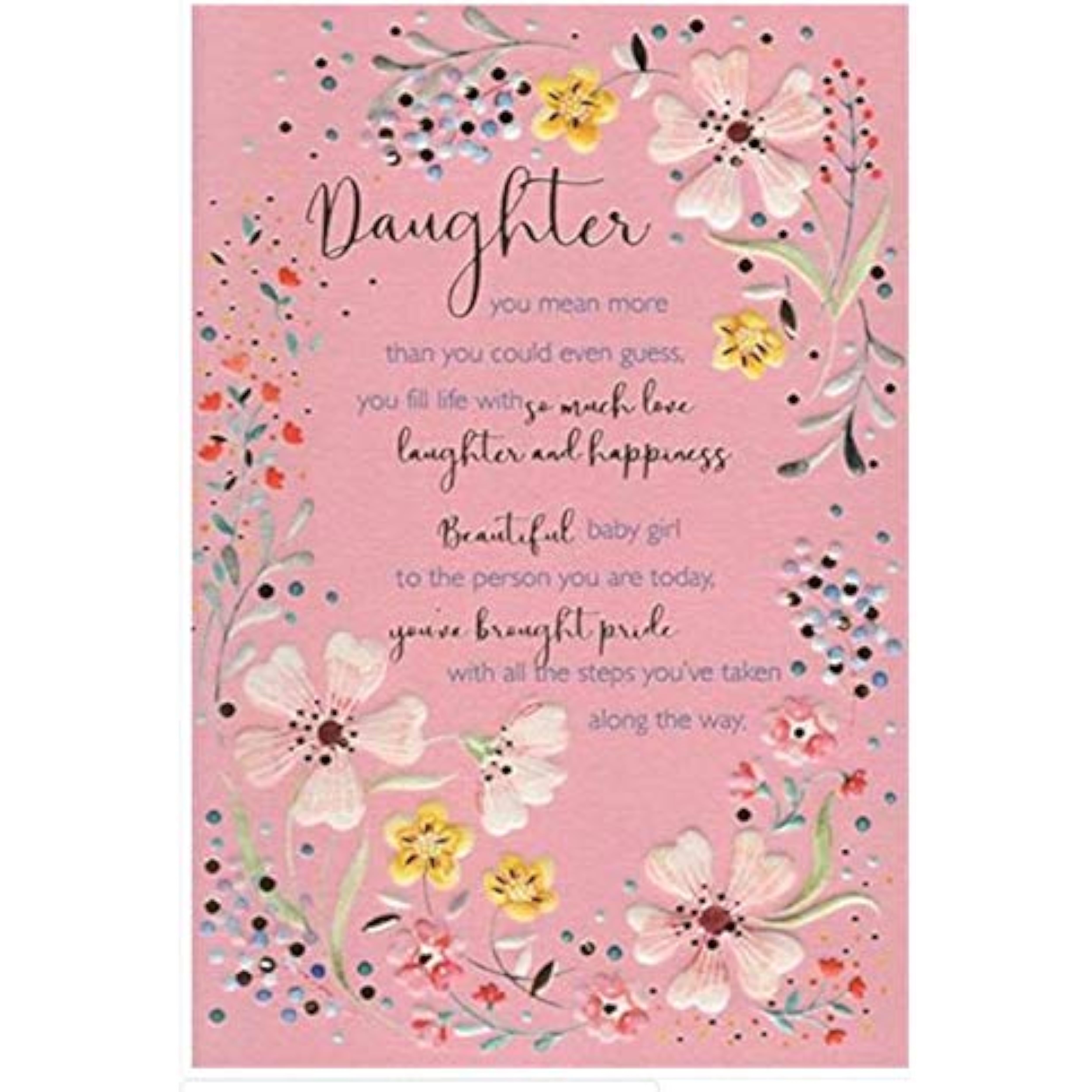 Attractive Female Birthday Card From the Beautiful Eternal Range by International Cards & Gifts - Special Daughter - Embossed Roses with a Pretty Flitter Finish