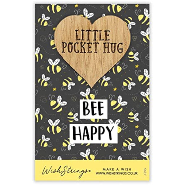 Bee Happy Bumblebee pocket hug wish token keepsake gift from Second Nature, featuring a cute bee design on a small token.