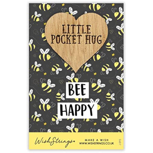 Bee Happy Bumblebee pocket hug wish token keepsake gift from Second Nature, featuring a cute bee design on a small token.