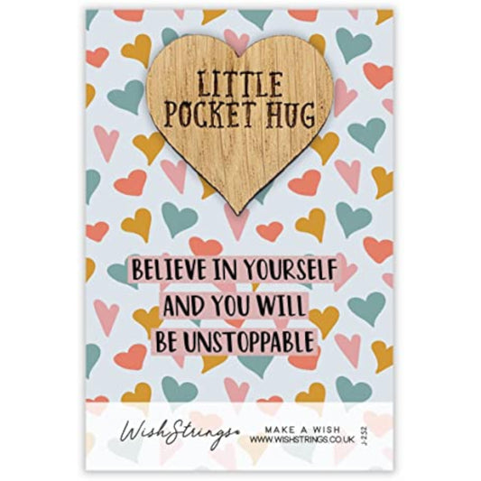 Second Nature "Believe in Yourself" pocket hug wish token keepsake gift with inspiring message and small keepsake design.