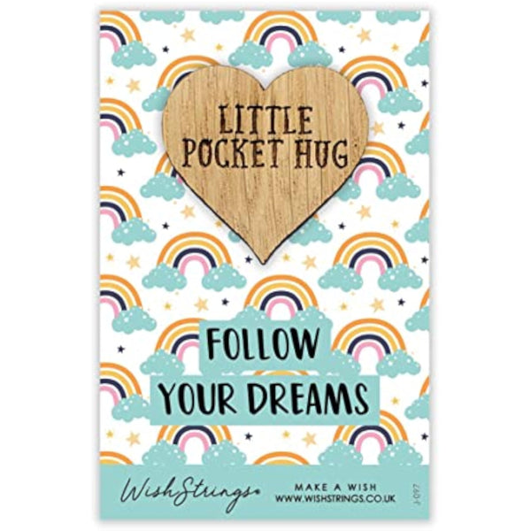 Second Nature "Follow Your Dreams" pocket hug wish token keepsake gift with engraved message and compact design.