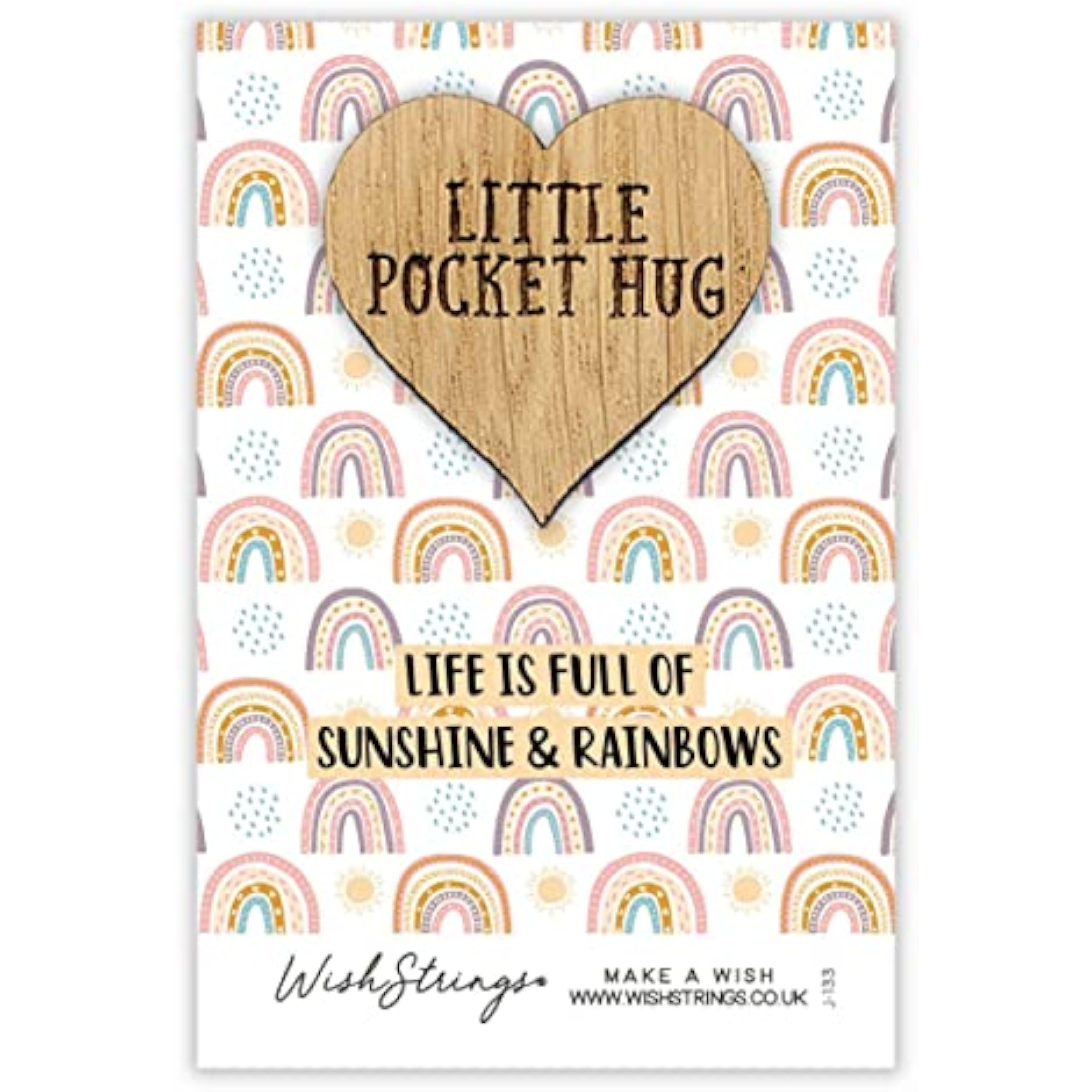 Small rainbow wish token keepsake gift from Second Nature, featuring colorful rainbow design and inspiring message.