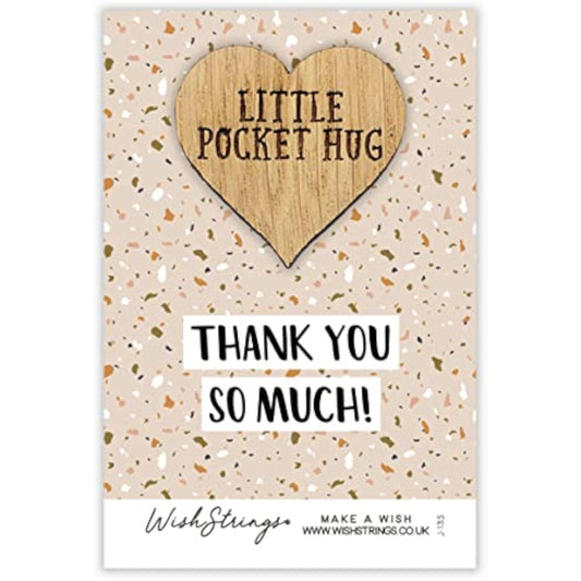 Small pocket hug wish token gift from Second Nature with "Thank You So Much!" message, perfect keepsake gift idea.