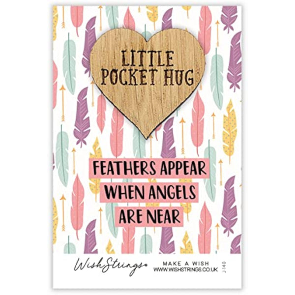 Small pocket hug wish token keepsake gift from Second Nature, featuring angel imagery for comforting remembrance.