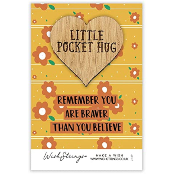 Second Nature "You Are Braver Than You Believe" pocket hug wish token, a heartfelt keepsake gift with engraved message and small size.