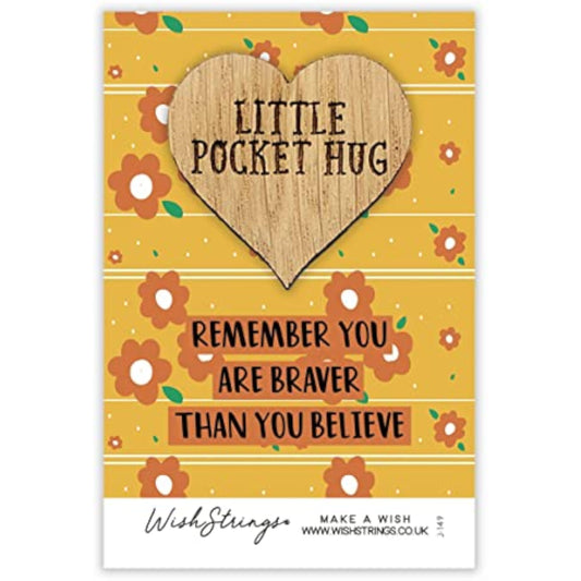Second Nature "You Are Braver Than You Believe" pocket hug wish token, a heartfelt keepsake gift with engraved message and small size.