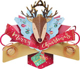 3D Pop Up Reindeer Head Christmas Card from Second Nature, featuring festive holiday design and detailed reindeer illustration.