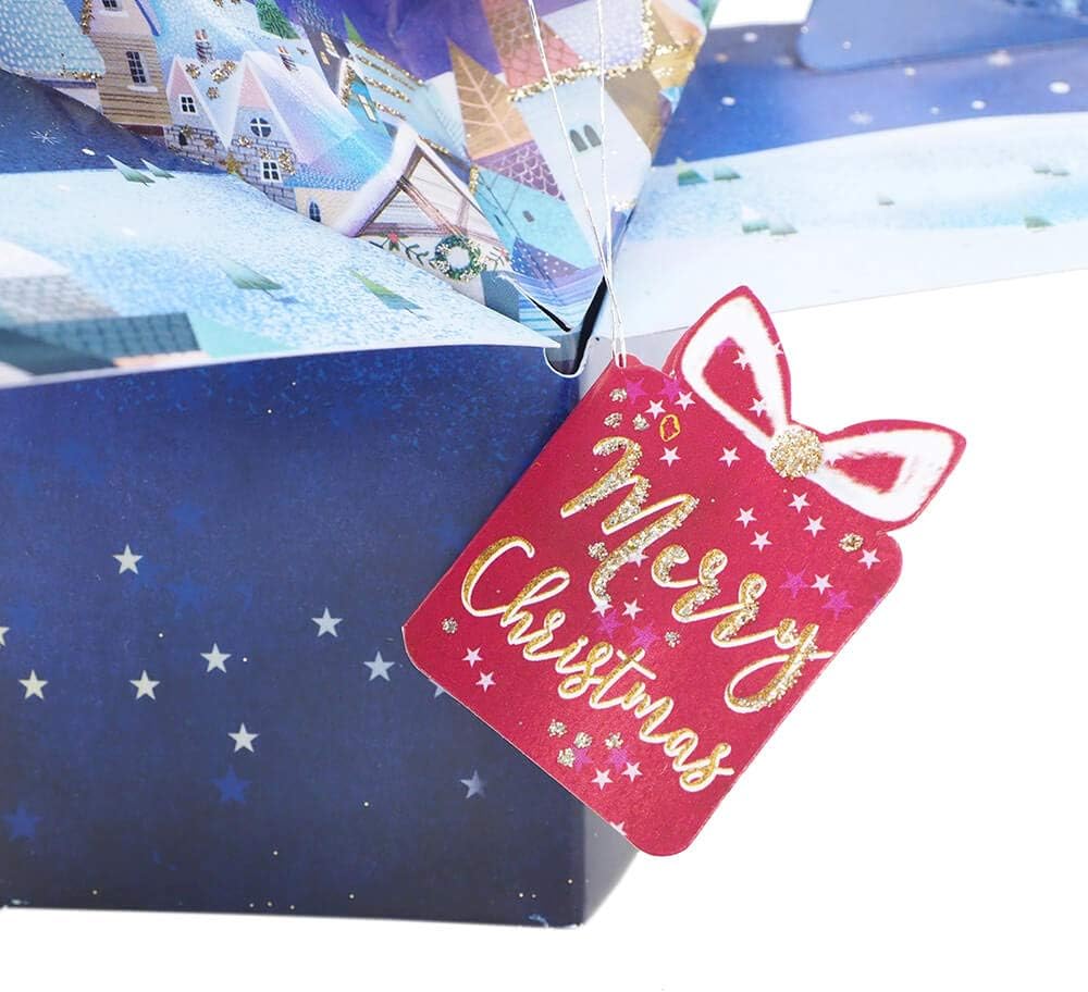 3D pop-up Santa and sleigh Christmas greeting card by Second Nature, featuring festive holiday scene with detailed design.