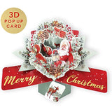 Award-winning 3D Christmas greeting card by Second Nature featuring a festive wreath and Santa Claus pop-up design.